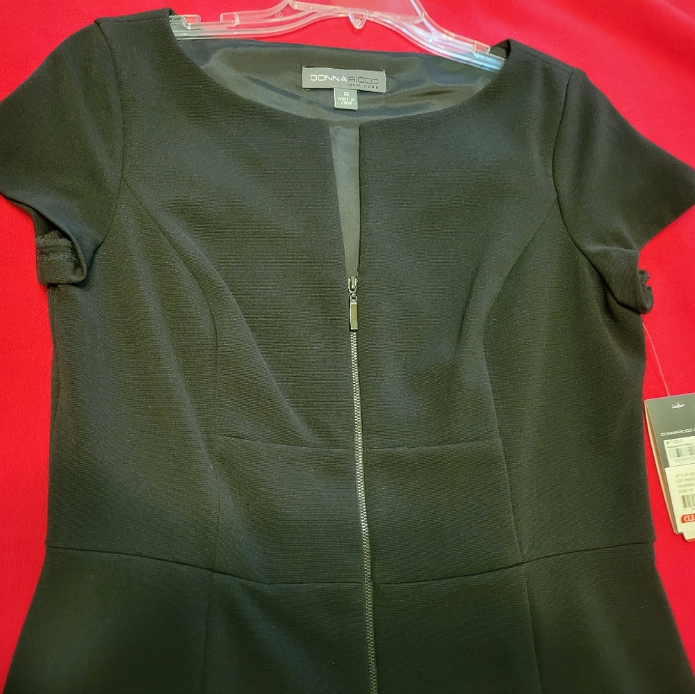 Black Donna Rico Zip Front Dress Size 10 - Picture 11 of 11
